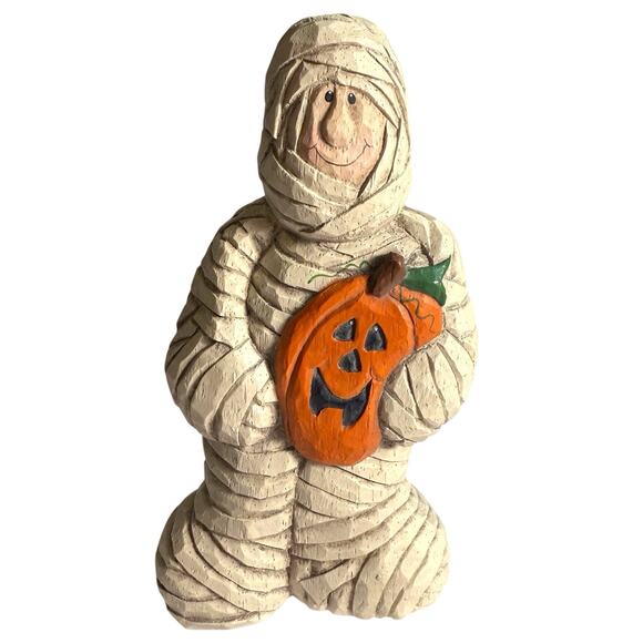 Eddie Walker MidWest of Cannon Falls Halloween Mummy Jack O Lantern Figurine 7” - Picture 13 of 13